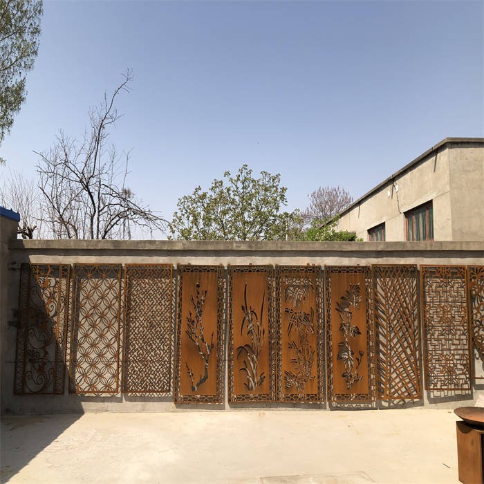 Freestanding Outdoor Decorative Corten Steel Screen