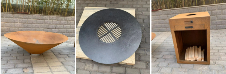 Corten Steel Outdoor Fire Pit Grill