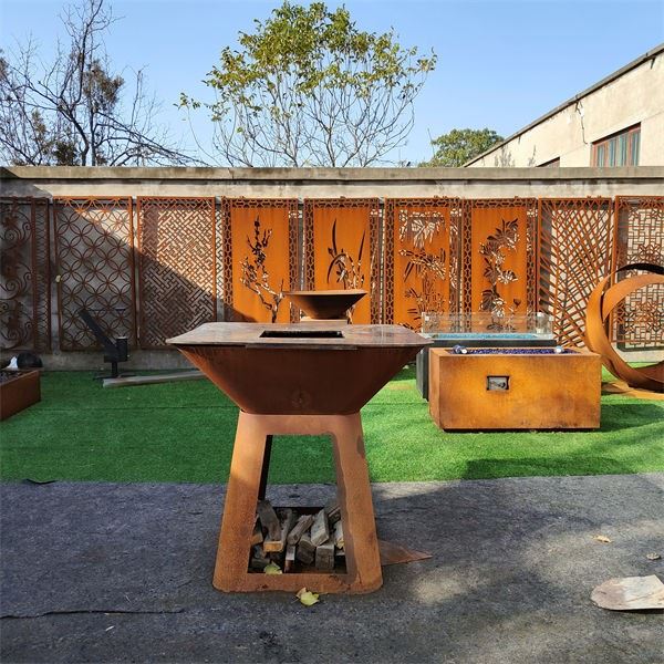 Wood Burning Patio Corten Steel BBQ Grill suppliers